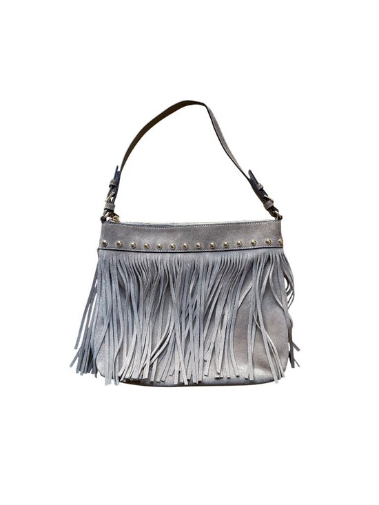 MICHAEL Michael Kors Handbags - MICHAEL Michael Kors Beige Suede Fringe Boho Studded Billy Shoulder Purse Bag